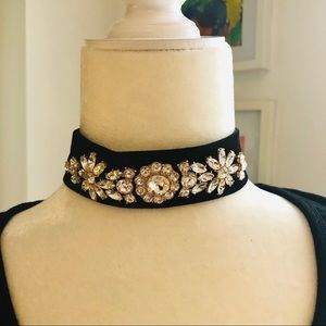 Velvet and rhinestone vintage vibe choker